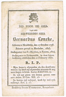MEULEBEKE - MECHELEN - IEPER - LICHTERVELDE - Doodspr. Van Bernardus LONCKE (Onderpastoor) + 1830 - Devotieprenten