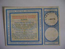 AUSTRALIA -INTERNATIONAL RESPONSE COUPON, 18 CENTS USED IN CHESTER HILL IN 1973 IN THE STATE - Sonstige & Ohne Zuordnung