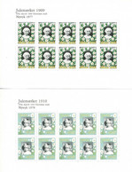 Denmark; Christmas Seals 1909-1910; Reprint/Newprint Small Sheet With 10 Stanps.  MNH(**), Not Folded. - Essais & Réimpressions