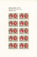 Denmark; Christmas Seals 1912; Reprint/Newprint Small Sheet With 10 Stanps.  MNH(**), Not Folded. - Proeven & Herdrukken