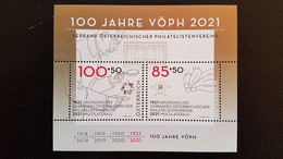 Austria 2021 Autriche 100 Ann VÖPh Jubilee Edition Post Austrian Philatelic Ms2v - Ungebraucht