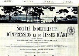 1924 SOCIETE INDUSTRIELLE D’ IMPRESSION ET DE TISSUS D’ ART PARIS ACTION DE 100 FRS COTATION 70 EUROS V.SCANS - Tessili