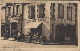 CPA CP Landes Aire Sur L'Adour Café Restaurant Le Bec Fin Propriétaires Debout & Perron Place Du Commerce YT 517 Pétain - Aire