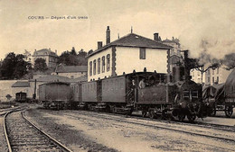 DEPT 69 COURS DÉPART D'UN TRAIN TRÉS BELLE ANIMATION 9X14 REIMPRESSION DE CARTES ANCIENNES - Cours-la-Ville