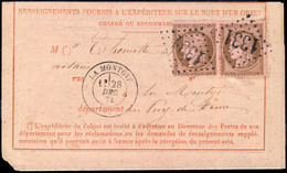 FRANCE - 1874 - GC 1331 De LA MONTGIE (Puy-de-Dôme) - Ind.21 - Sur Bordereau (remplaçant D'Alsace-Lorraine, Ex. Dornach) - 1849-1876: Classic Period