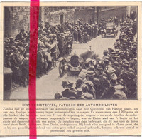 Hannut Hannuit - Bedevaart Automobilisten Naar St Christoffel - Orig. Knipsel Coupure Tijdschrift Magazine +- 1925 - Non Classés