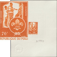 Mali 1973 Y&T PA 183. Épreuve D'artiste. Mouvement Scout En Afrique. Prestation De Serment Des Scouts, Drapeau Et Nœud - Enveloppes