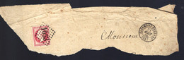 N° 24 - Oblitéré Sur Fragment Oblitération GC 1053 "CLERMONT FERRAND - Type NAPOLEON III - EMPIRE FRANC - 80c. Rose - - 1862 Napoleon III