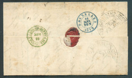 Lettre De OLDENBERG 15-1-1852 Vers Bruxelles - Verso Cachet Dc Vert ALLEMAGNE PAR CHEMIN DE FER - TB - 19516 - Doorgangstempels