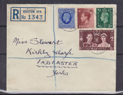 Grande Bretagne - Lettre Recom De 1937 - Oblit Boston - Exp Vers Tadcaster - - Briefe U. Dokumente