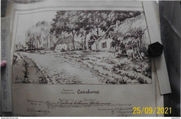 GANSHOREN ..-- EAU-FORTE 50 X 40 CM . Rue De RIVIEREN En 1918? Par Victor H? . Voir Annotations En Bas .. - Ganshoren