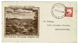 Ref 1550 - New Zealand - 1935 Illustrated First Day Cover FDC - 1d Kiwi - Lake Rotorua - Covers & Documents