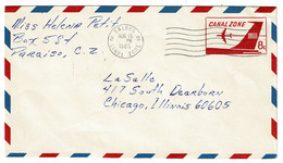 Ref 1551 -  1985 - USA Canal Zone - Commercial 8c Postal Stationery Cover Balboa To Chicago - Kanaalzone