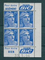!!! 15 F MARIANNE DE GANDON BLOC DE 4 AVEC PUBS BIC CLIC ET COIN DATE NEUF ** - Unused Stamps
