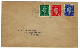 Ref 1552 - 1937 KGVI  - FDC First Day Cover - 1/2d - 1d - 2 1/2d Definitives - Lewisham Cancel - ....-1951 Pre Elizabeth II