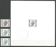 Belgique - Type Elström 22 Frs - N°1727 + 1945 - 3 Timbres Non Dentelés + Feuillet Ministériel - 1970-1980 Elström