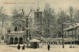 Ax Les Thermes * Rue Et église D'ax Sous La Neige * Kiosque à Journaux - Ax Les Thermes