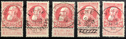België, 1905, Nr 74, 5x Centraal Gestempeld - 1905 Grove Baard