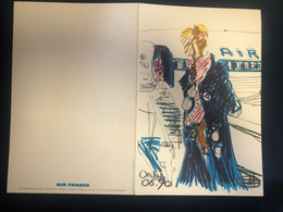 Menu AIR FRANCE 1970 * Série Croquis De Voyages Illustrateur Florent MARGARITIS N°3 * MENUS * Aviation Boeing Jet - Menükarten