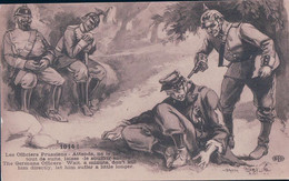 Jack Abeillé Illustrateur, Guerre 14-18, Officiers Prussiens Laisse Le Souffrir, Litho (916) - Other Illustrators