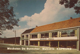 KAPRIJKE  RECLAME KAARTJE   10.5 X 6.5 CM  - MEUBELEN  DE BUSSCHER - MALEDRIE          2 SCANS - Kaprijke