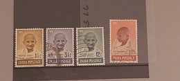 India 1948 Mahatma Gandhi Mourning 4v SET, VERY FINE USED  NICE COLOUR As Per Scan - Usados