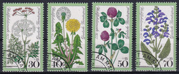 MiNr. 949-952 BRD - Wiesenblumen - Kümmel, Löwenzahn, Roter Klee, Wiesensalbei - Plantes Médicinales