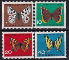 MiNr. 376 - 379  Deutschland Bundesrepublik Deutschland1962, 25. Mai. Jugend: Schmetterlinge - Postfrisch/**/MNH - Ungebraucht