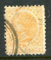 New Zealand 1882-1900 Second Sideface - Wmk. 7mm - P.11 - 3d Dull Orange-yellow Used (SG 240c) - Usados