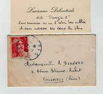 VP19.832 - COLOMBES ( Seine ) 1947 - CDV - Carte De Visite & Enveloppe - Mme Lucienne DEBONTRIDE - Tarjetas De Visita