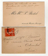 VP19.833 - PARIS 1920 - CDV - Carte De Visite & Enveloppe - Mr & Mme P. BERTEL - Visiting Cards