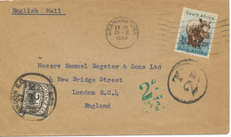 GB POSTAGE DUE 1960 Superb Cover From South Africa W Postage Due 2d + Postage Due-postmarks - Postage Due