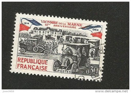 N° 1429 Victoire De La Marne 50ème Anniversaire Variété Encre Baveuse  Timbre  France Oblitéré 1964 - Gebruikt
