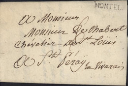 Drôme Marque Noire Montel Lenain N°2A (24x4,5) Lettre Du 26 Janv 1788 Taxe Manuscrite 6 Pour St Peray Vivarais - 1801-1848: Precursors XIX
