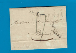 België Voorloper Met Inhoud Vanuit Gand Naar Bayonne (Frankrijk) 3/09/1825 UNG - 1815-1830 (Periodo Holandes)