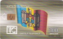 MOLDOVA - Flag, Triumph Arch, Moldtelecom Telecard 100 Units, Chip GEM3.3, Tirage %30000, 04/99, Used - Moldova