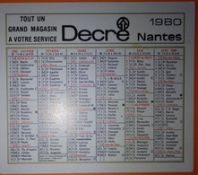 Petit Calendrier Poche 1980 Nantes Magasin - Small : 1971-80