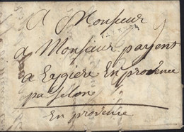Drôme Marque Postale VALENCE Noire 25x2mm Lenain N°5 3 SEPT 1776 Pour Eygière Provence Taxe Manuscrite 9 - 1701-1800: Vorläufer XVIII