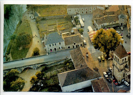 CPSM 24 Dordogne CORGNAC SUR L'ISLE - Vue Aérienne Du Centre Et Pont Sur L'Isle (Voitures, Camions) - Nontron