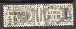 Repubblica Sociale (1944) - Pacchi Postali, 4 Lire ** - Postal Parcels