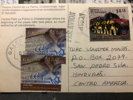 Postcard Central Park La Palma In Chalatenango 2013 ( Firefighters And Judaica Stamp) - El Salvador