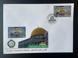 Djibouti Dschibuti 2021 Mi. ? FDC 1er Jour Gold Doré 1000FD Joint Issue Emission Commune Al Qods Quds Capitale Palestine - Gibuti (1977-...)