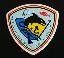 AUTOCOLLANT STICKER - WORLD CHAMPIONSHIPS 1989 OOSTENDE OSTENDE - BIFA ARCA - PÊCHE POISSON - BELGIQUE BELGIË - Aufkleber