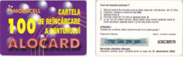 Recharge GSM - Moldavie - Moldcell - Alocard 100 Boules Violettes, Exp.31 Decembrie 2002 - Moldova