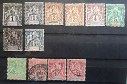 MARTINIQUE 1892 - 1900 Type Groupe 12 Timbres Neufs * MH / O Yvert 31 / 36, 44 / 45  O , Ensemble BTB Cote 32 Euros - Other & Unclassified