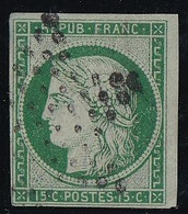 France N°2b - Vert Foncé - Signé Brun - TB - 1849-1850 Cérès