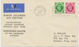 GB June 30, 1939, First Flight With North Atlantic Air Service Northern Route With PAA "SOUTHAMPTON - NEW YORK", Bs. Exp - Brieven En Documenten