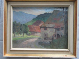 Raess Artiste Alsace Huile Chaumiere Vallée De Saint Amarin Cachet D'atelier ; D'un Lot  Cadre Ancien D'origine - Huiles