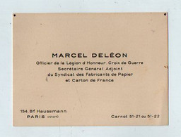 VP19.855 - PARIS - CDV - Carte De Visite - Mr Marcel DELEON Officier De La Légion D'Honneur,Croix De Guerre,Papetier - Cartoncini Da Visita