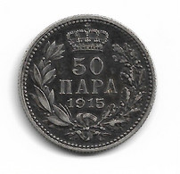 SERBIE - 50 PARA 1915 ARGENT - Serbie
